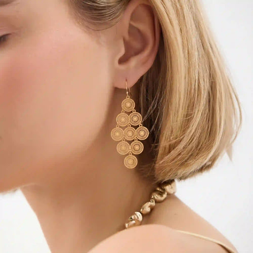 Filigree Disc Drop Earrings