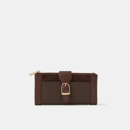Brown Buckle Faux Leather Wallet