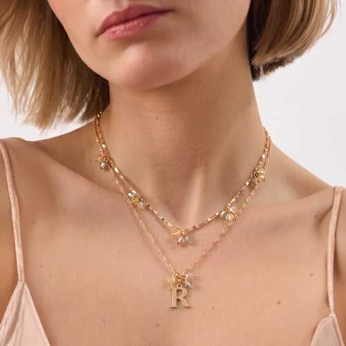 (R) Initial Cluster Pendant Necklaces Gold Pack Of 2