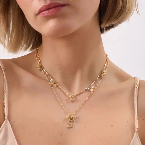 (S) Initial Cluster Pendant Necklaces Gold Pack Of 2