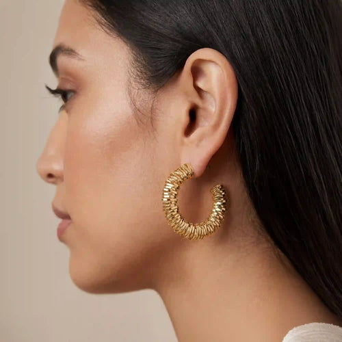 Large Textured Hoop Earrings