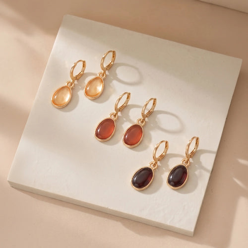 Stone Drop Hoop Earrings Pack of 3