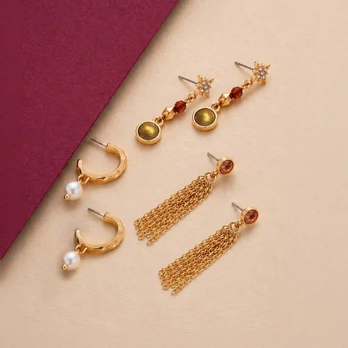 Tassel Drop Earrings Pack of 3
