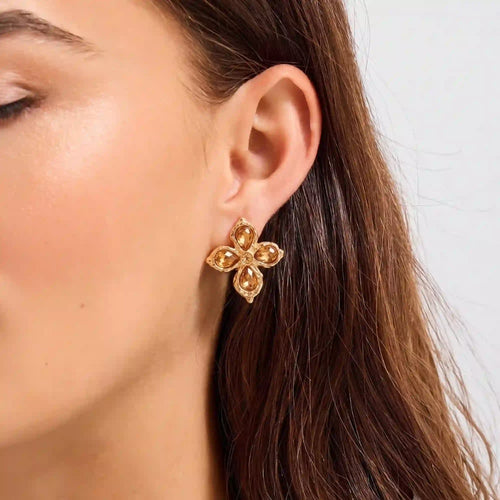 Teardrop Cross Stud Earrings