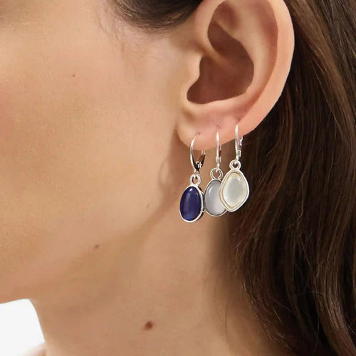 Stone Drop Hoop Earrings Pack of 3