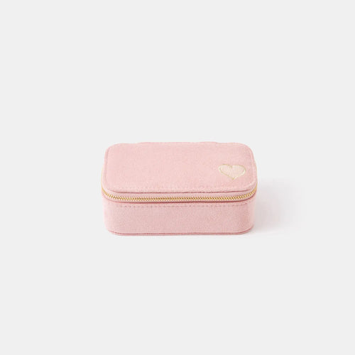 Pink Heart Faux Suede Jewellery Box