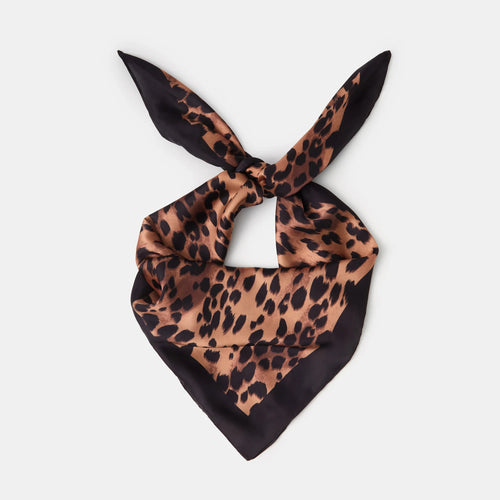 Leopard Printed Square Satin Scarf