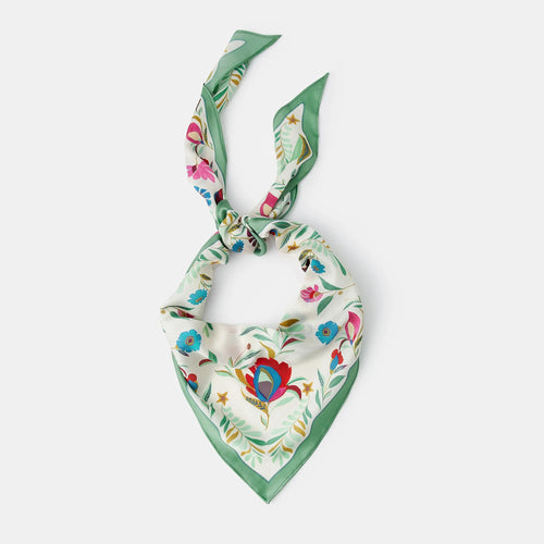 Floral Print Satin Triangle Scarf
