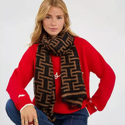 Lightweight Iona Geometric Print Scarf