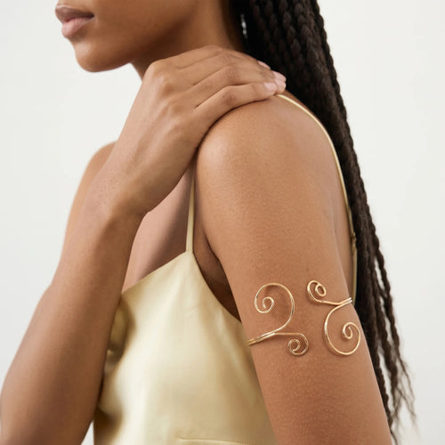 Swirl Metal Arm Cuff Gold