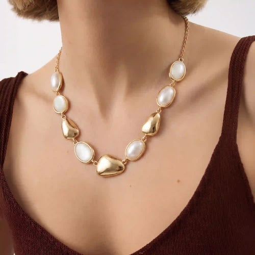 Pearl Stone Collar Necklace
