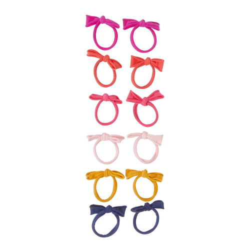 Bright Multi Pack of 12 Girls Mini Bow Hair Bands