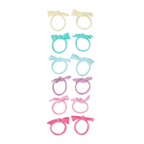 Pastel Multi Pack of 12 Girls Mini Bow Hair Bands