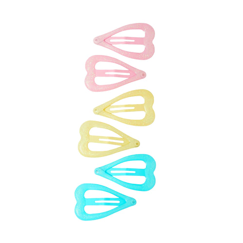 Pack of 6 Girls Heart Hair Clips