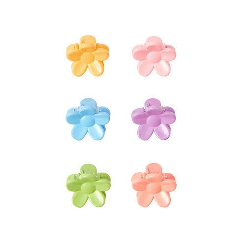 Pack of 6 Girls Mini Flower Claw Clips