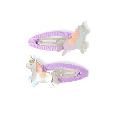 Pack of 4 Girls Holographic Unicorn Hair Clips