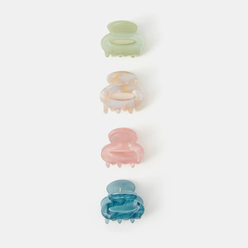 Pack of 4 Mini Oval Resin Hair Claw Clips