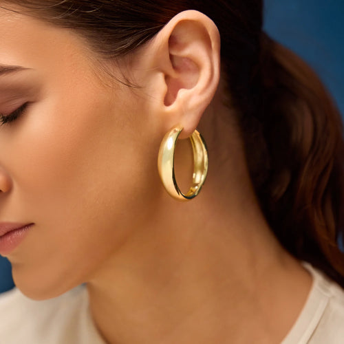 14k Gold-Plated Chunky Hoop Earrings