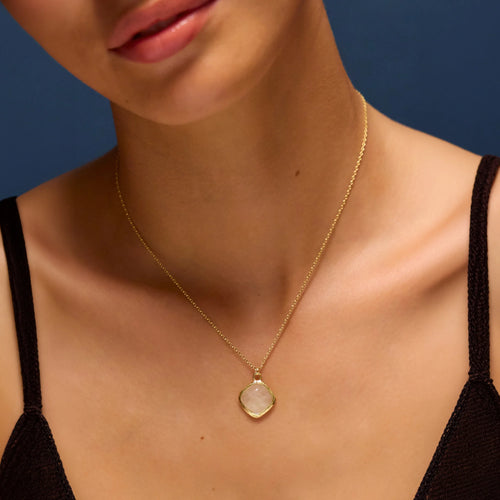 14k Gold-Plated Cloudy Quartz Pendant Necklace