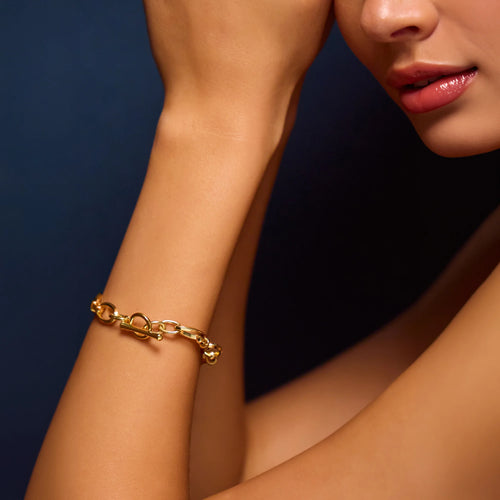 14k Gold-Plated Knot Chain T-Bar Bracelet