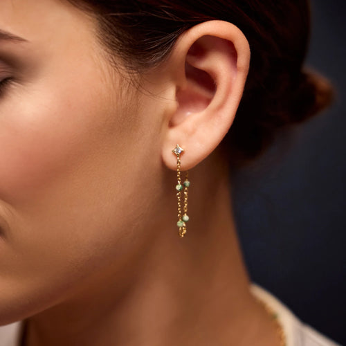 14k Gold-Plated Aventurine Chain Drop Earrings