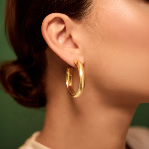 Waterproof Stainless Steel Chunky Hoop Earrings