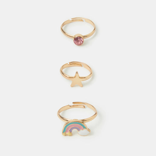 Girls Rainbow Ring Pack Of 3