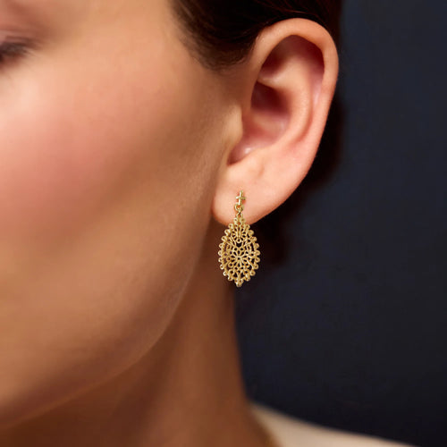 14k Gold-Plated Filigree Teardrop Earrings
