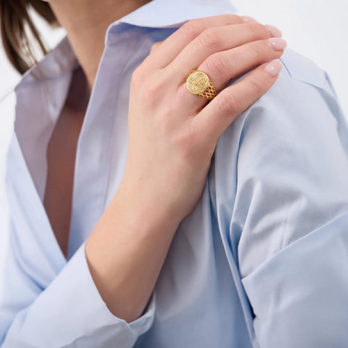 14k Gold-Plated Filigree Coin Ring Gold Large