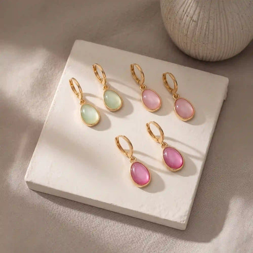 Mini Stone Drop Hoop Earrings Pack of 3