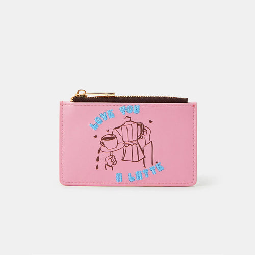 Pink Love You A Latte Zip Cardholder