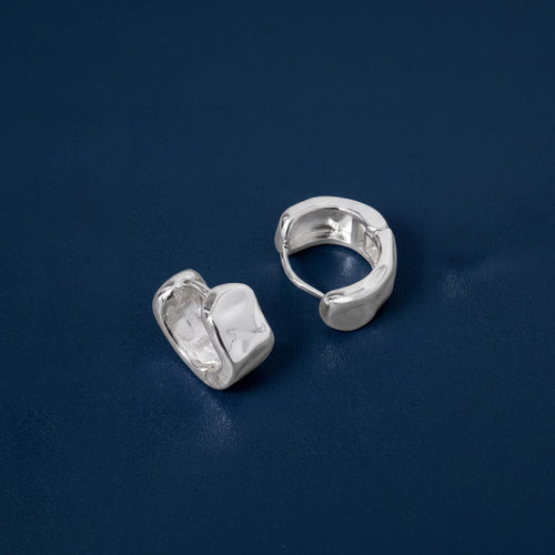 Sterling Silver-Plated Molten Huggie Hoop Earrings Pack of 4