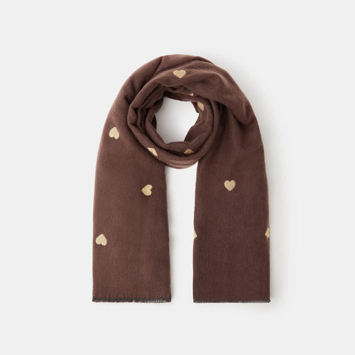 Embroidered Heart Blanket Scarf
