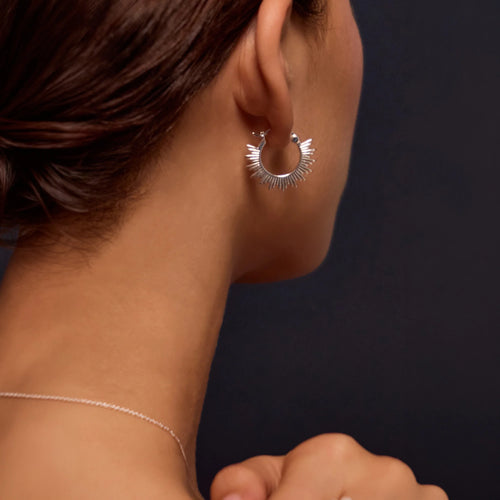 Sterling Silver-Plated Sun Hoop Earrings