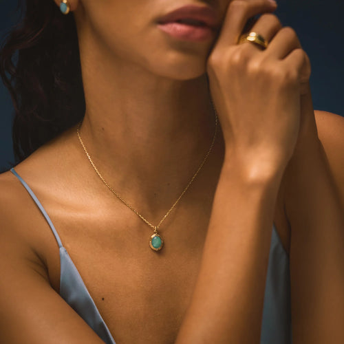 14k Gold-Plated Blue Quartz Pendant Necklace