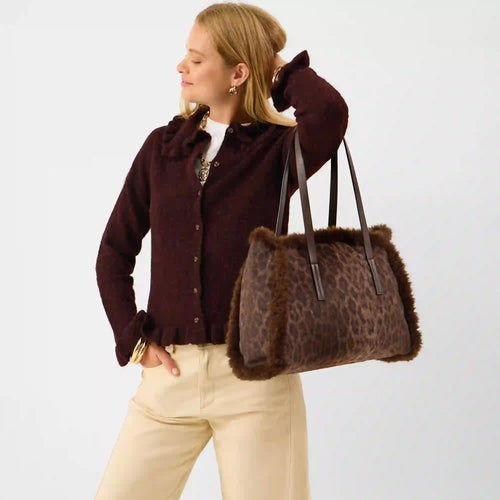 Leopard Textile Shoulder Bag