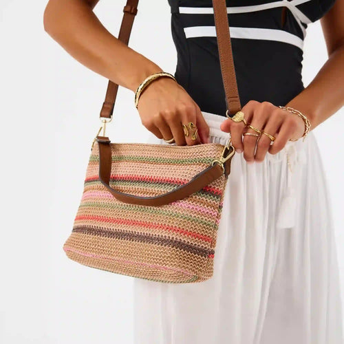 Woven Stripe Raffia Sling Bag