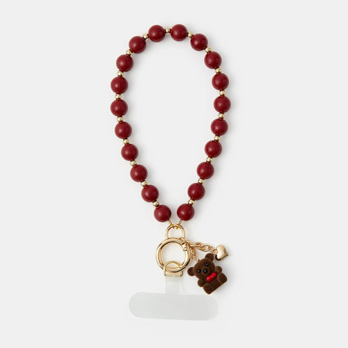 Red Beaded Teddy Wrist Strap