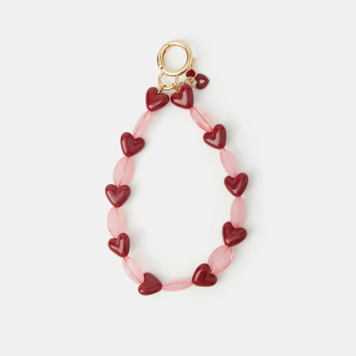 Red Heart Bead Wrist Strap