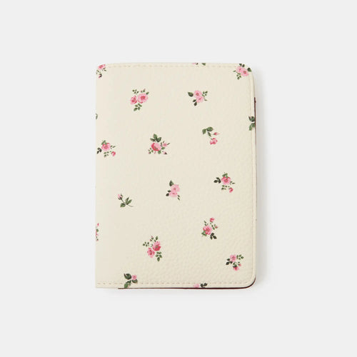 Cream Floral Print Passport Holder