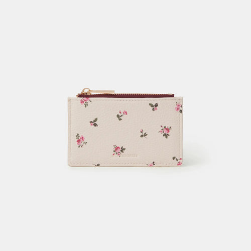 Cream Floral Print Card Holder