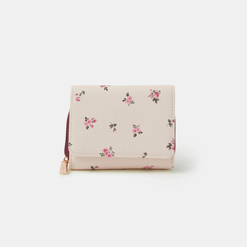 Cream Floral Print Purse