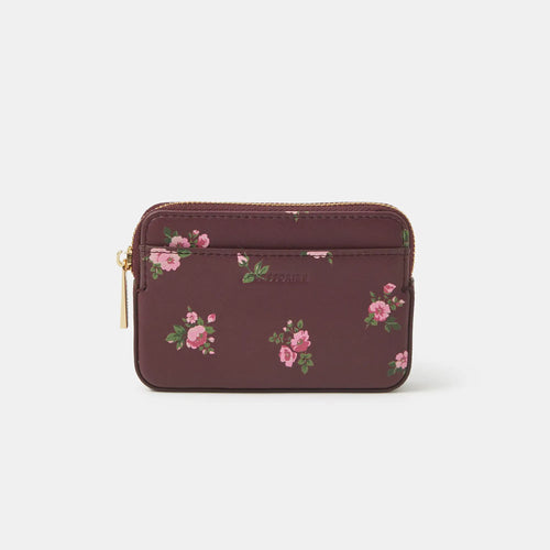 Burgundy Floral Print Coin Purse