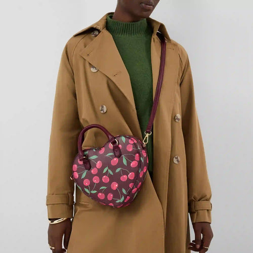 Printed Cherry Heart Cross Body Bag