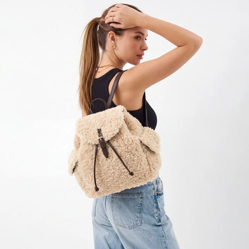 Cream Shearling Backpack
