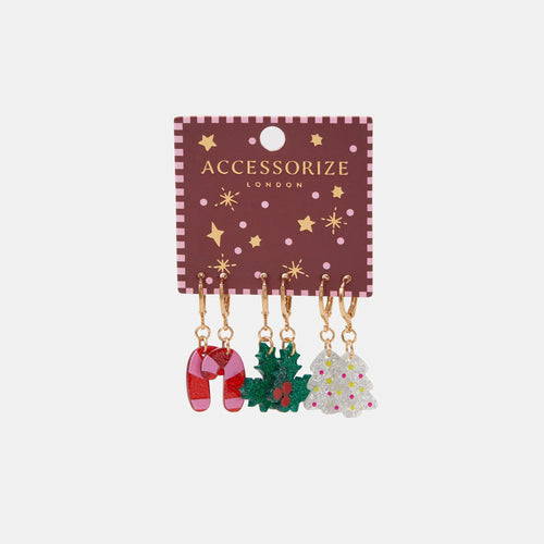 Resin Christmas Hoop Earrings Pack of 3