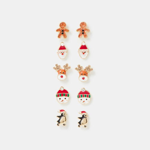 Christmas Friends Stud Earrings Pack of 5