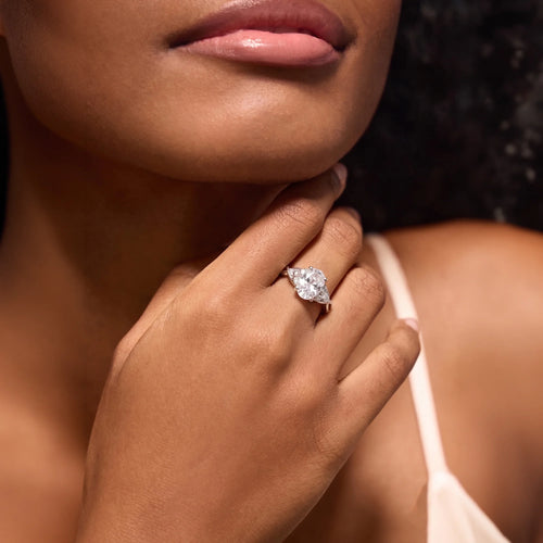 Sterling Silver-Plated Crystal Grace Ring Medium