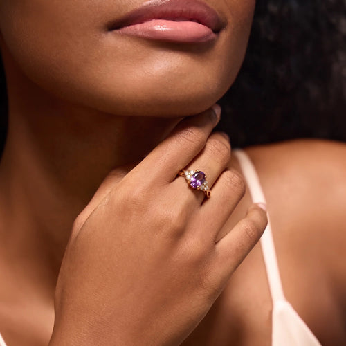 14k Gold-Plated Amethyst Spark Ring Large