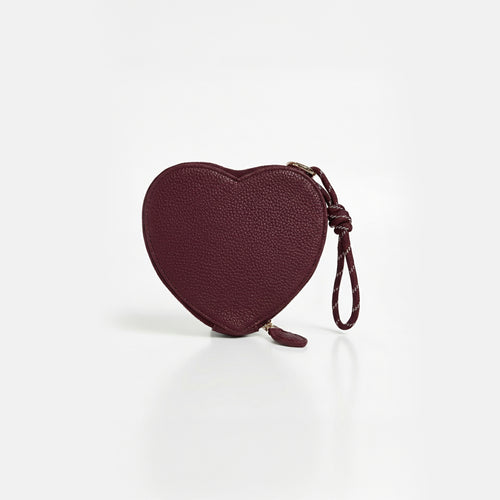 Maroon Heart Wristlet Purse